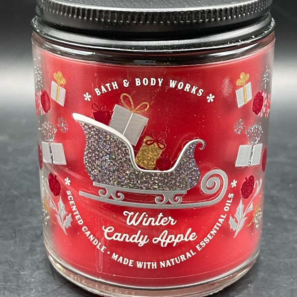 Bath & Body Works Winter Candy Apple Body Lotion 24hr Moisturizer & Candle - Picture 3 of 5
